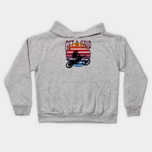 Get A Grip Dirt Bike Retro Sunset Art Kids Hoodie